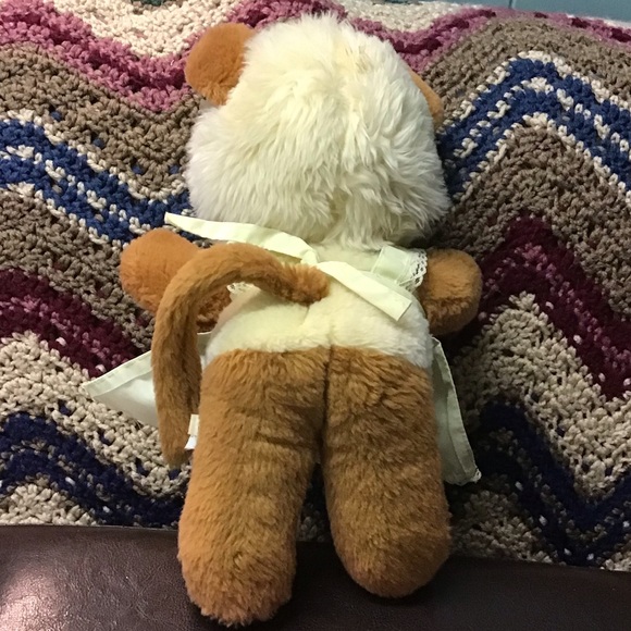 Vintage Puffins stuffed Cat with Apron. 12” tall - Picture 2 of 4